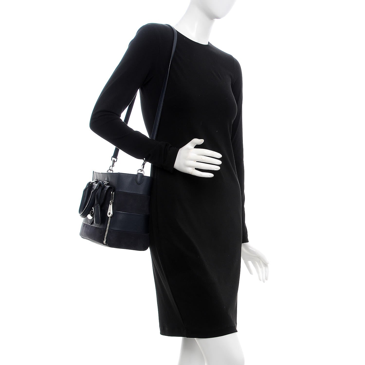 Mulberry Silky Calf Nubuck Stripe Small Willow Tote Midnight Blue 2 of 10