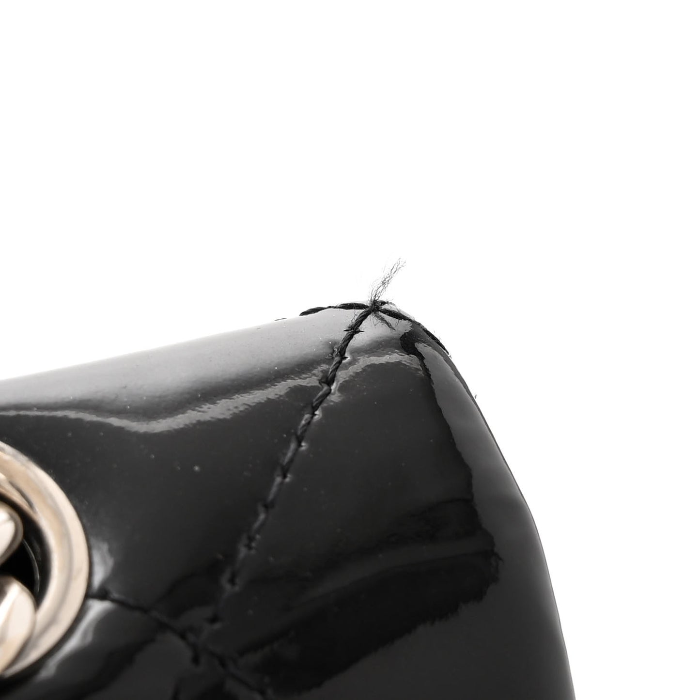 Patent Quilted Maxi Double Flap Black