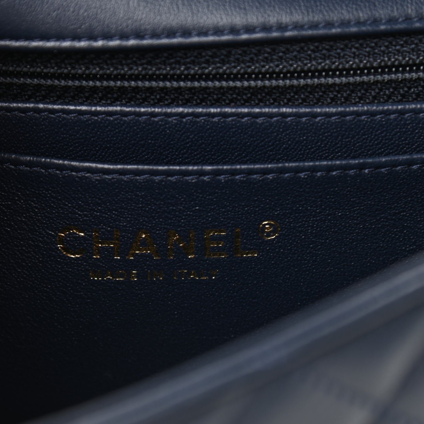Lambskin Quilted Mini Rectangular Flap Dark Blue