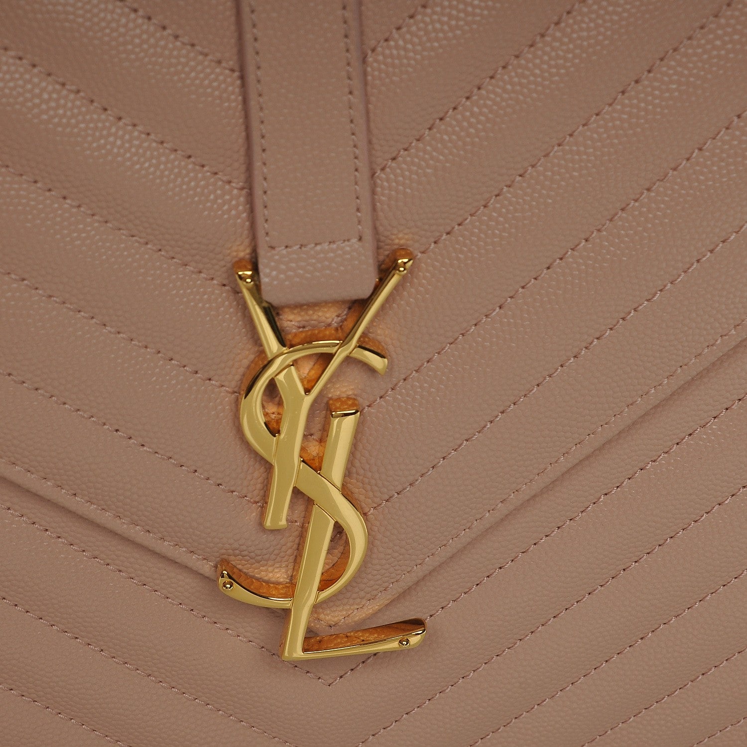 Saint Laurent Grain De Poudre Matelasse Chevron Large Monogram Satchel Light Dusty Rose 6 of 8