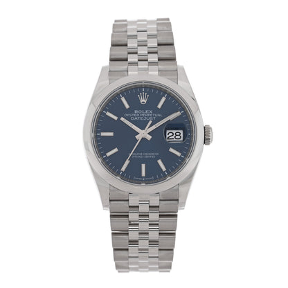 Rolex Stainless Steel 36mm Oyster Perpetual Datejust Watch Bright Blue 126200 1 of 5