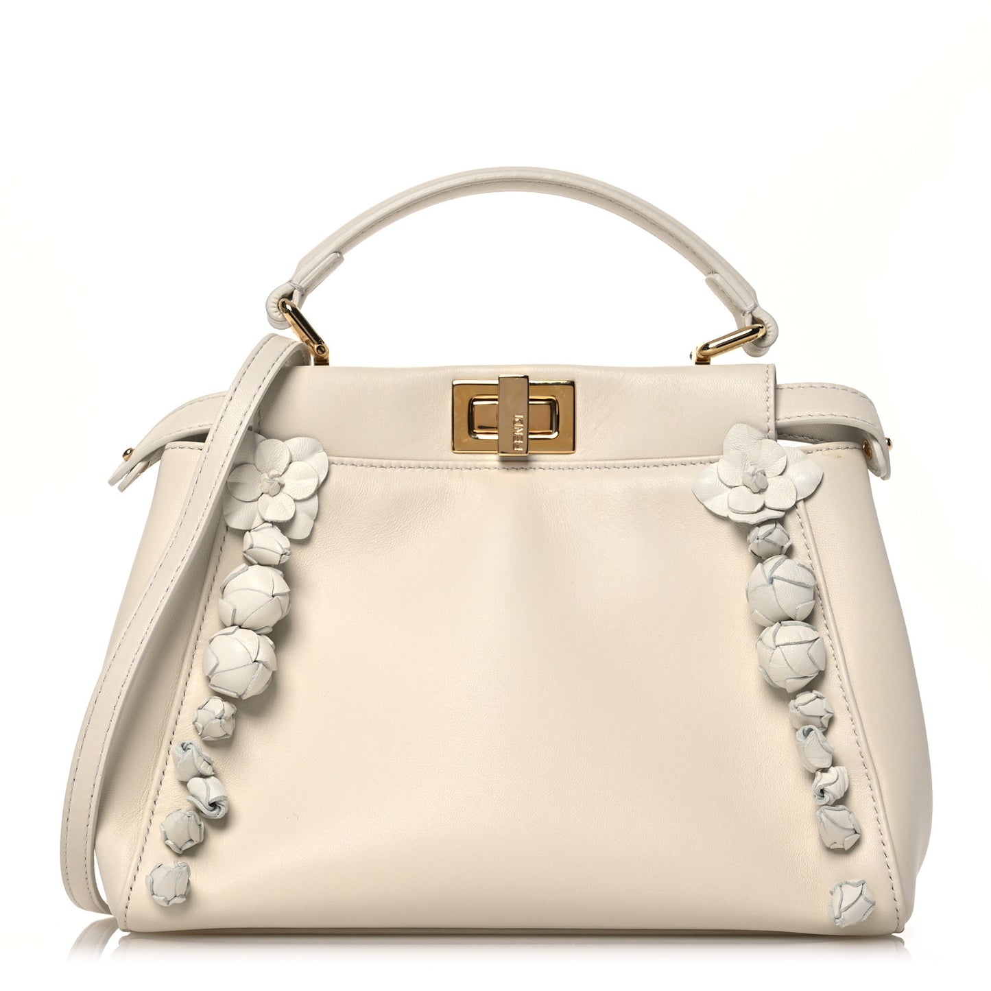 Nappa Rosebud Mini Peekaboo Iconic Satchel Bianco