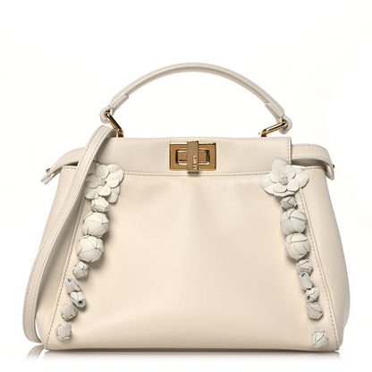 Fendi Nappa Rosebud Mini Peekaboo Iconic Satchel Bianco 1 of 13