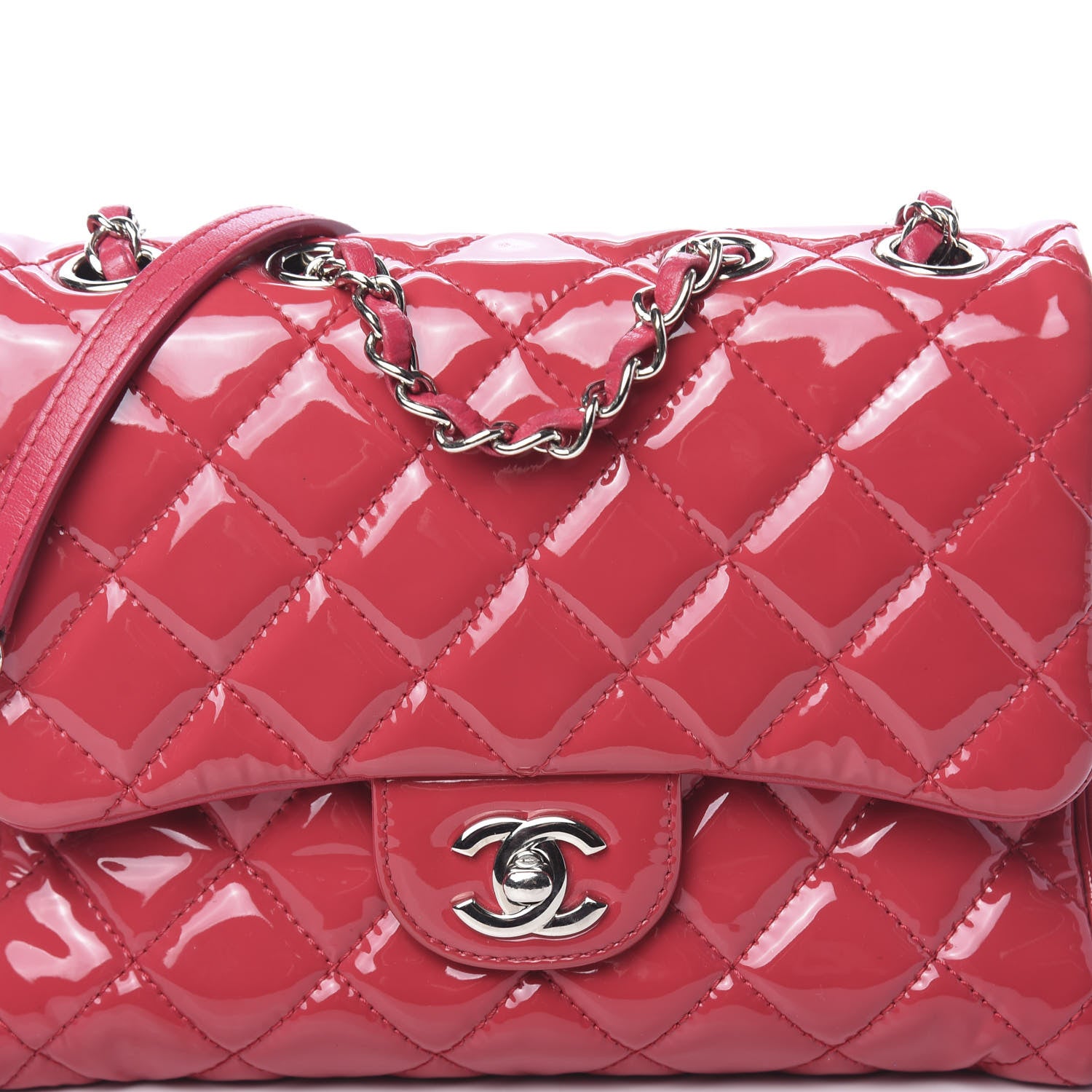 Chanel Patent Quilted Double Gusset Flap Bag Pink 10 of 10