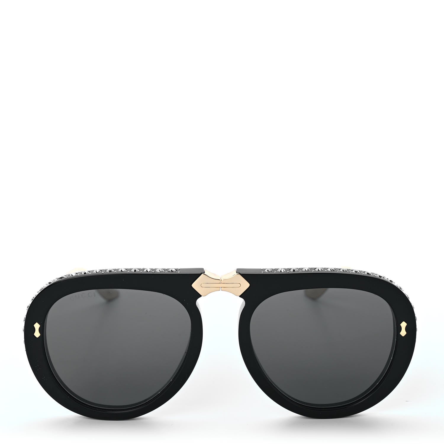 Gucci Acetate Crystal Foldable Aviator Sunglasses GG0307S Black 2 of 9
