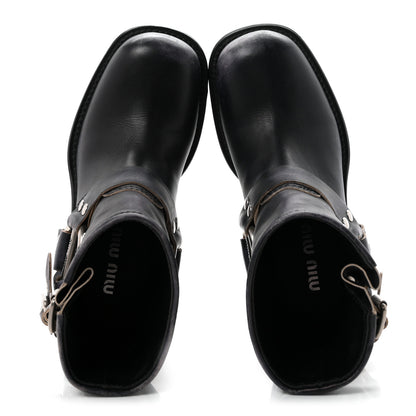 Miu Miu Vitello Deco Harness Enigneer Boots 37.5 Black 2 of 10