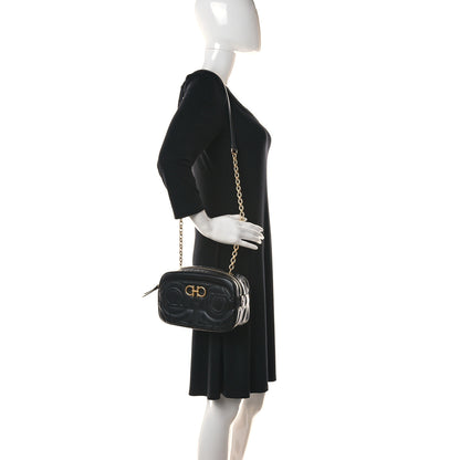 Salvatore Ferragamo Calfskin Quilted Gancini Camera Bag Black 2 of 11