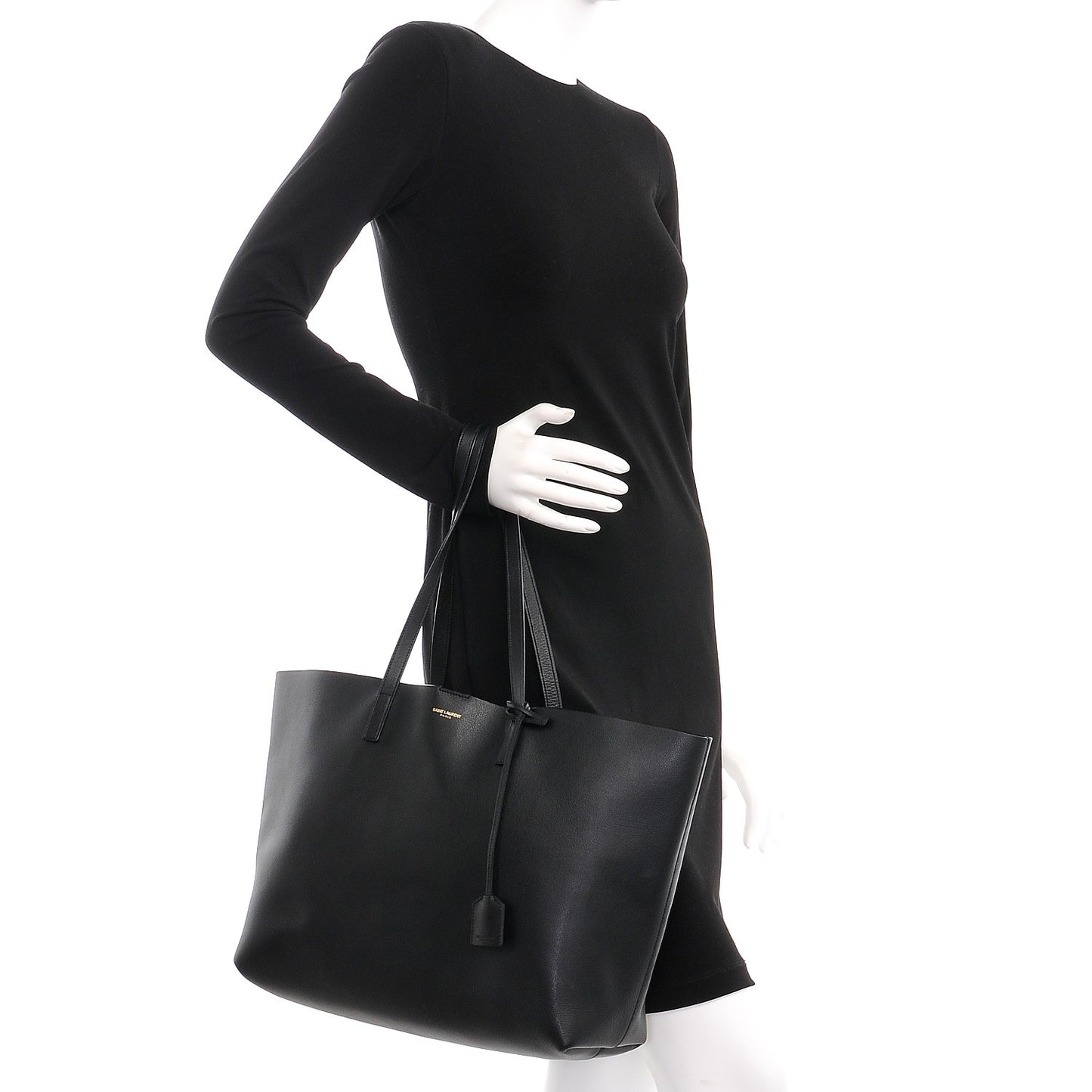 Calfskin Large Shopping Tote Black
