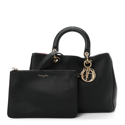 Christian Dior Bullcalf Medium Diorissimo Tote Black Rose Indien 2 of 13