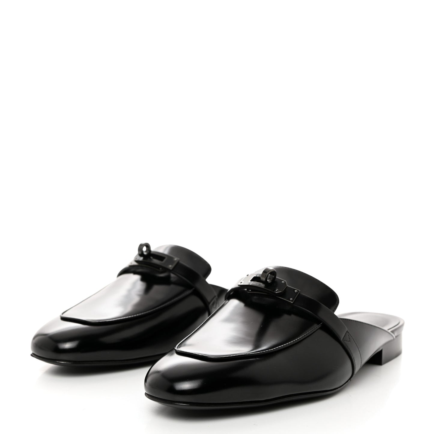 Glazed Calfskin Oz Mules 41 Black