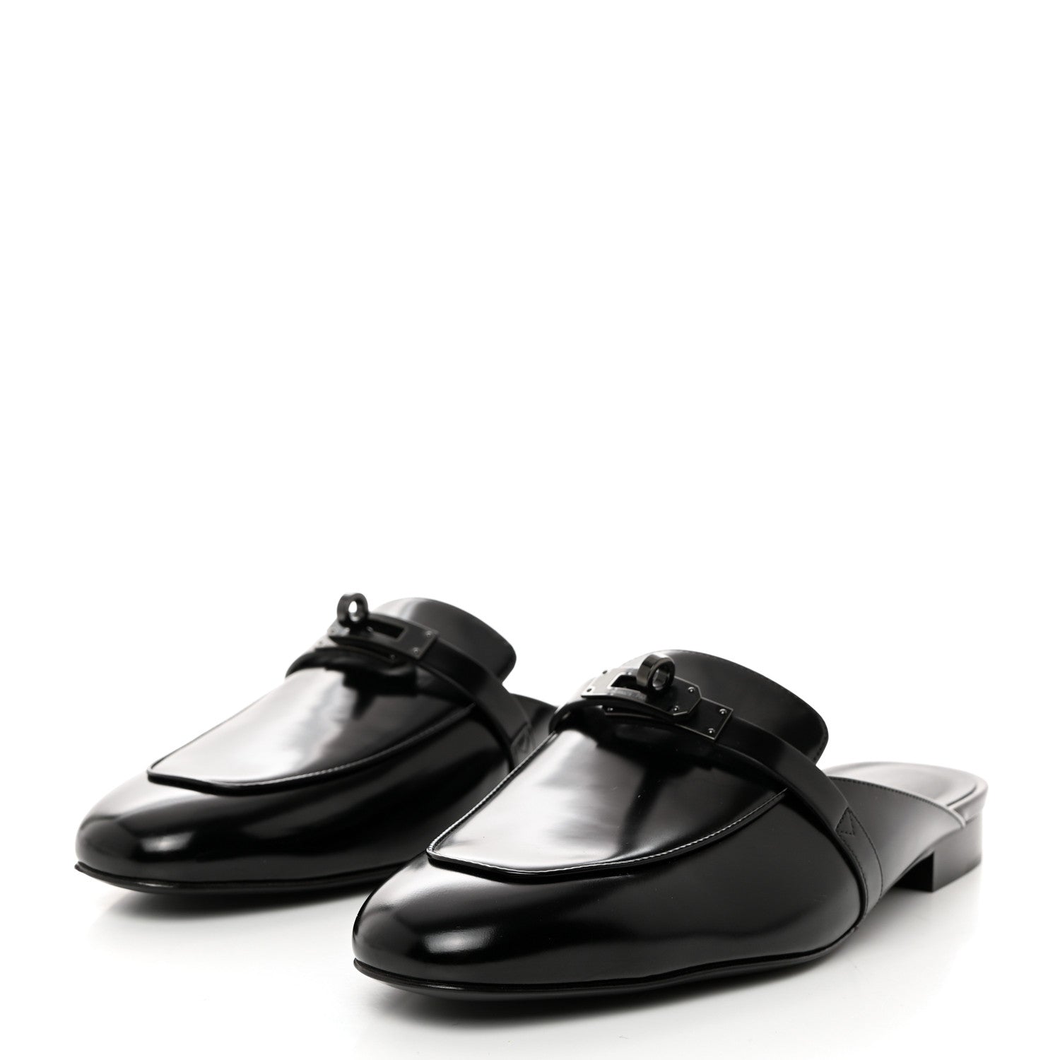 Hermes Glazed Calfskin Oz Mules 41 Black 3 of 9