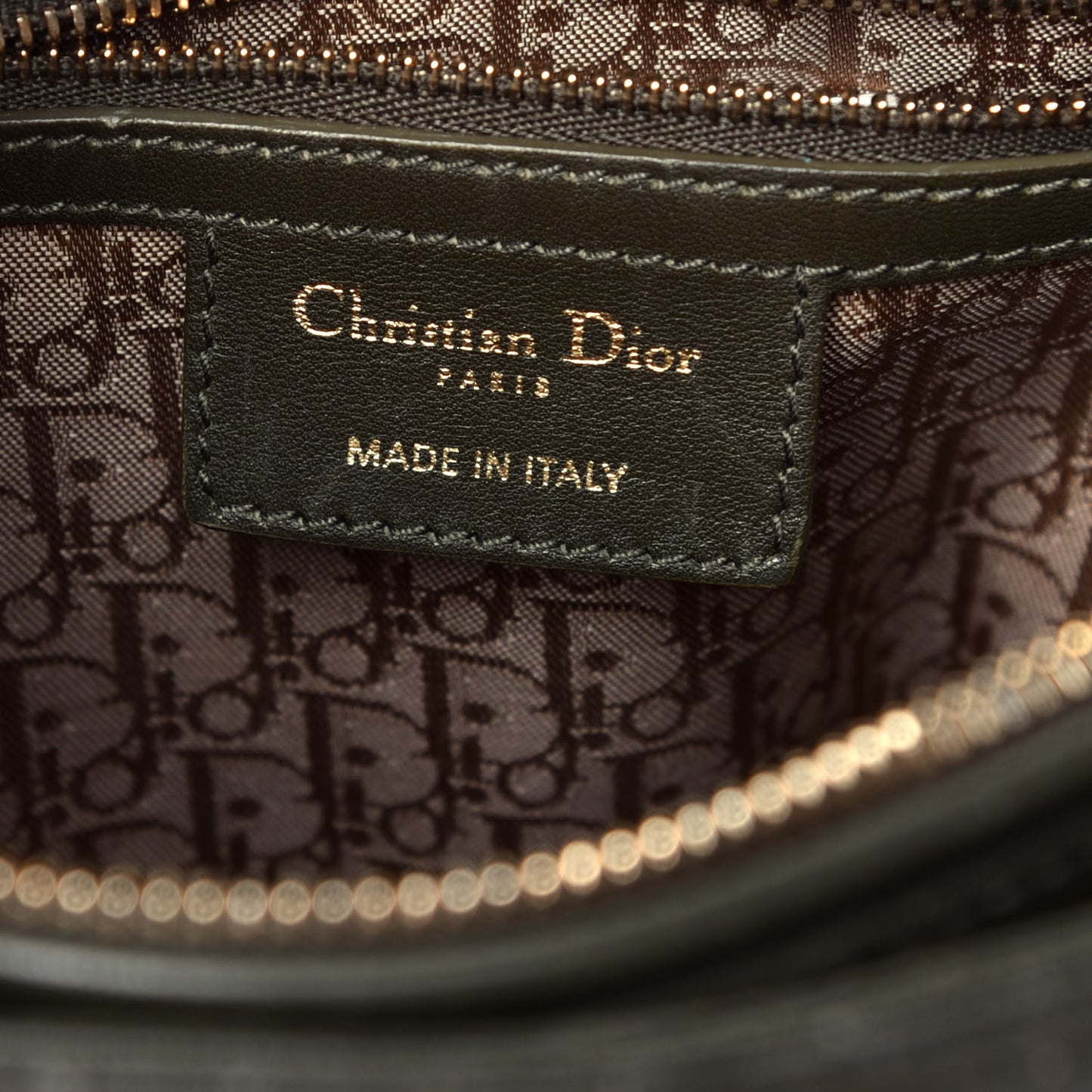 Lambskin Cannage Medium Lady Dior Olive Green