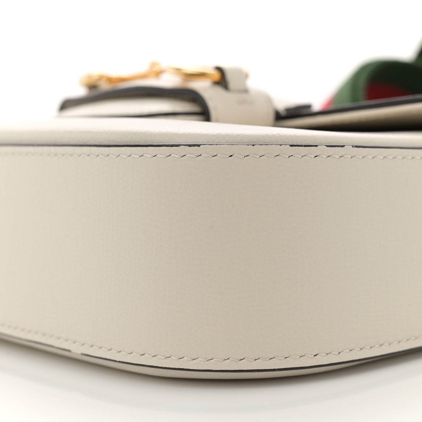 Azalea Calfskin Web Mini Horsebit 1955 Shoulder Bag Mystic White