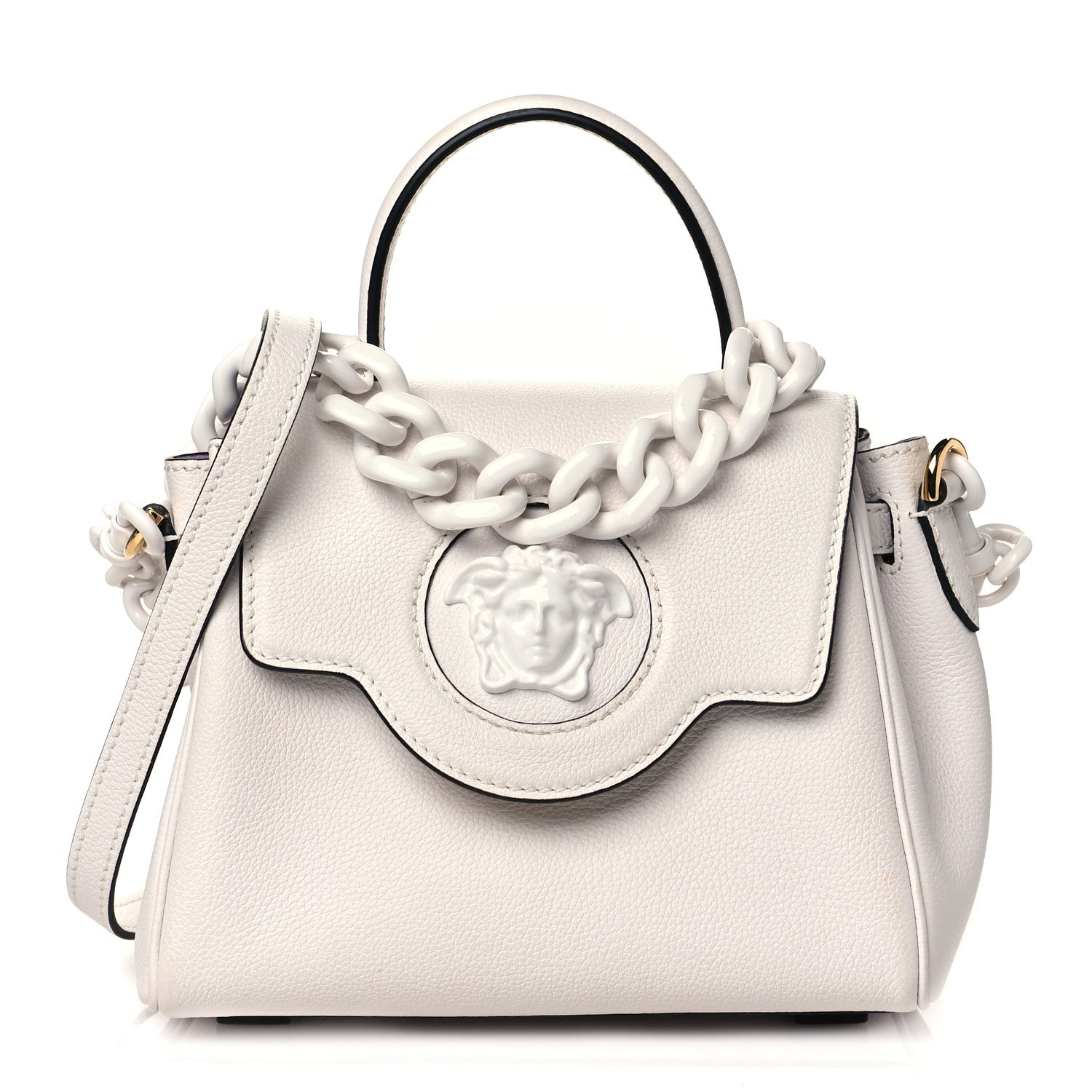Versace Grained Calfskin Small La Medusa Top Handle Bag White 1 of 9