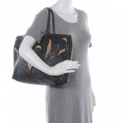 Fendi Calfskin Romano Stingray Selleria Whipstitch Shopper Tote Brown 2 of 7