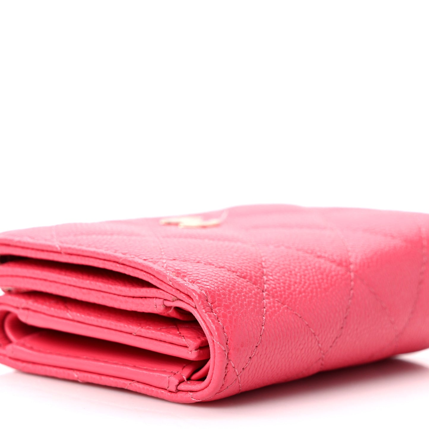 Caviar Quilted Compact Zipped Wallet Pink