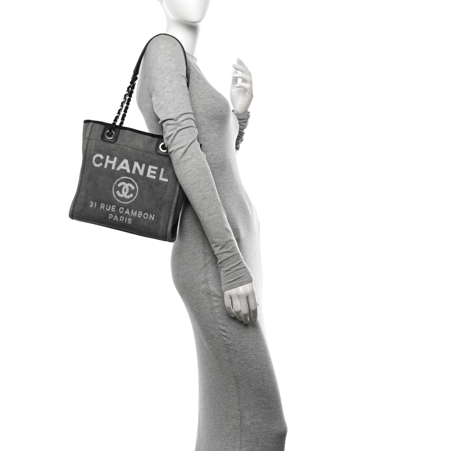 Canvas Mini Deauville Tote Dark Grey
