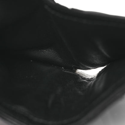Saint Laurent Grain De Poudre Matelasse Chevron Monogram Compact Tri Fold Wallet Black 6 of 9