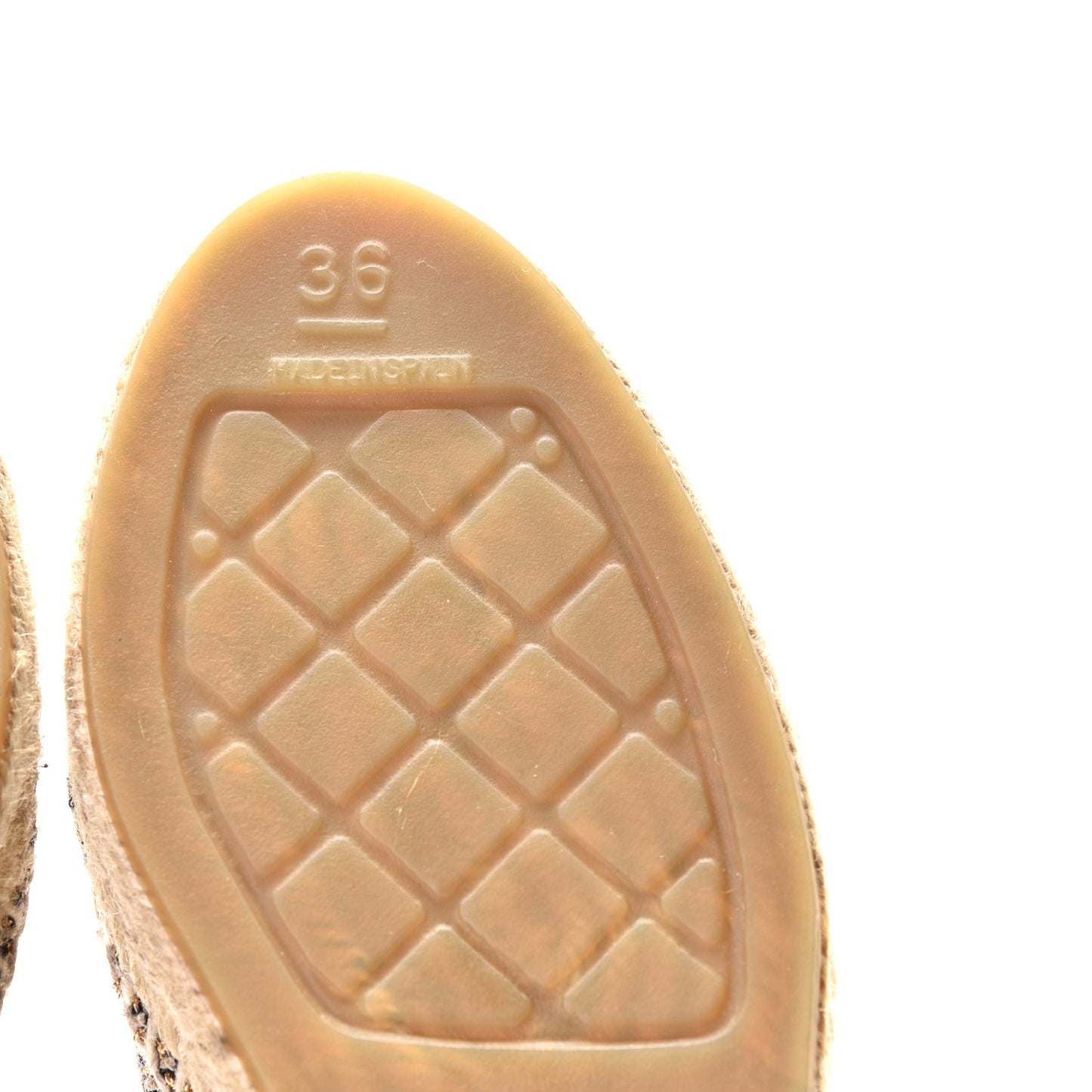 Tweed Grosgrain CC Espadrilles 36 Gold Beige Black