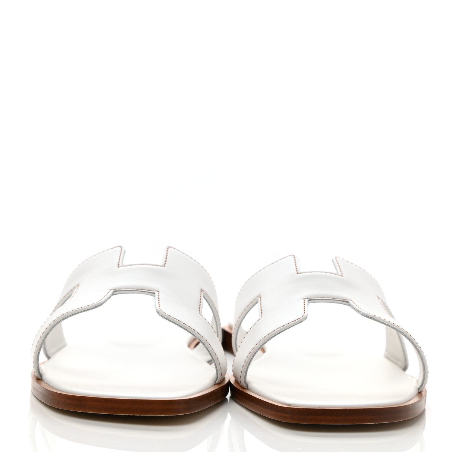 Hermes Box Calfskin Oran Sandals 37 White 2 of 9