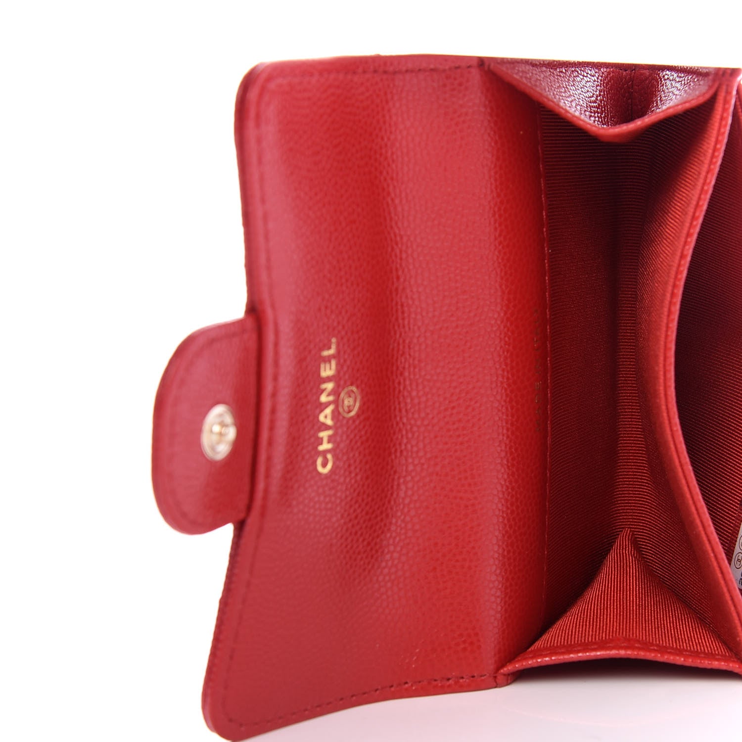 Chanel Caviar Quilted Flap Card Holder Wallet Red 5 of 9