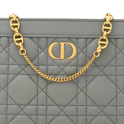 Christian Dior Calfskin Cannage Caro Zipped Pouch With Chain Grey 8 of 10