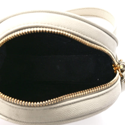 Saint Laurent Grain De Poudre Matelasse Chevron Quilted Round Vinyle Camera Bag Blanc Vintage 5 of 12