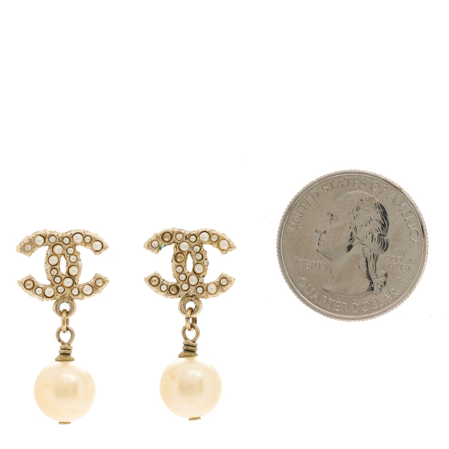 Chanel Pearl CC Drop Earrings Gold 2 of 5