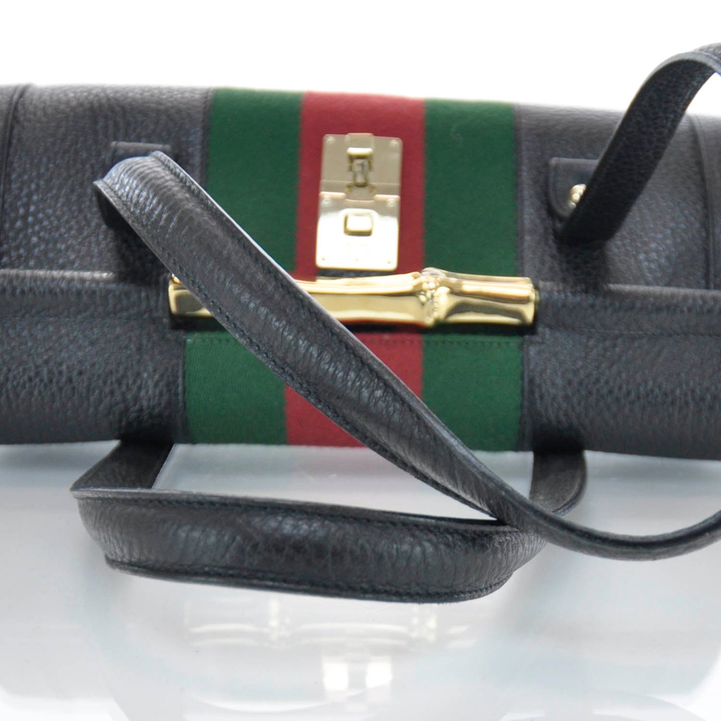 Calfskin Web Bamboo Bullet Satchel