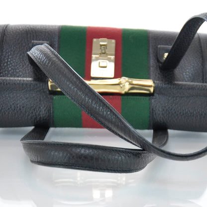 Gucci Calfskin Web Bamboo Bullet Satchel 6 of 9