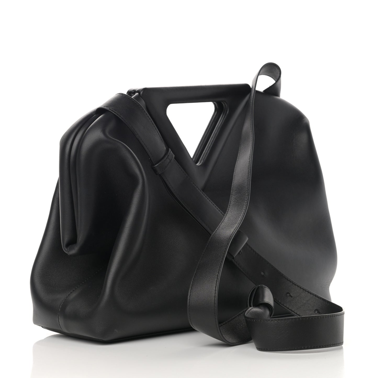 Calfskin Large The Point Triangle Bag Black
