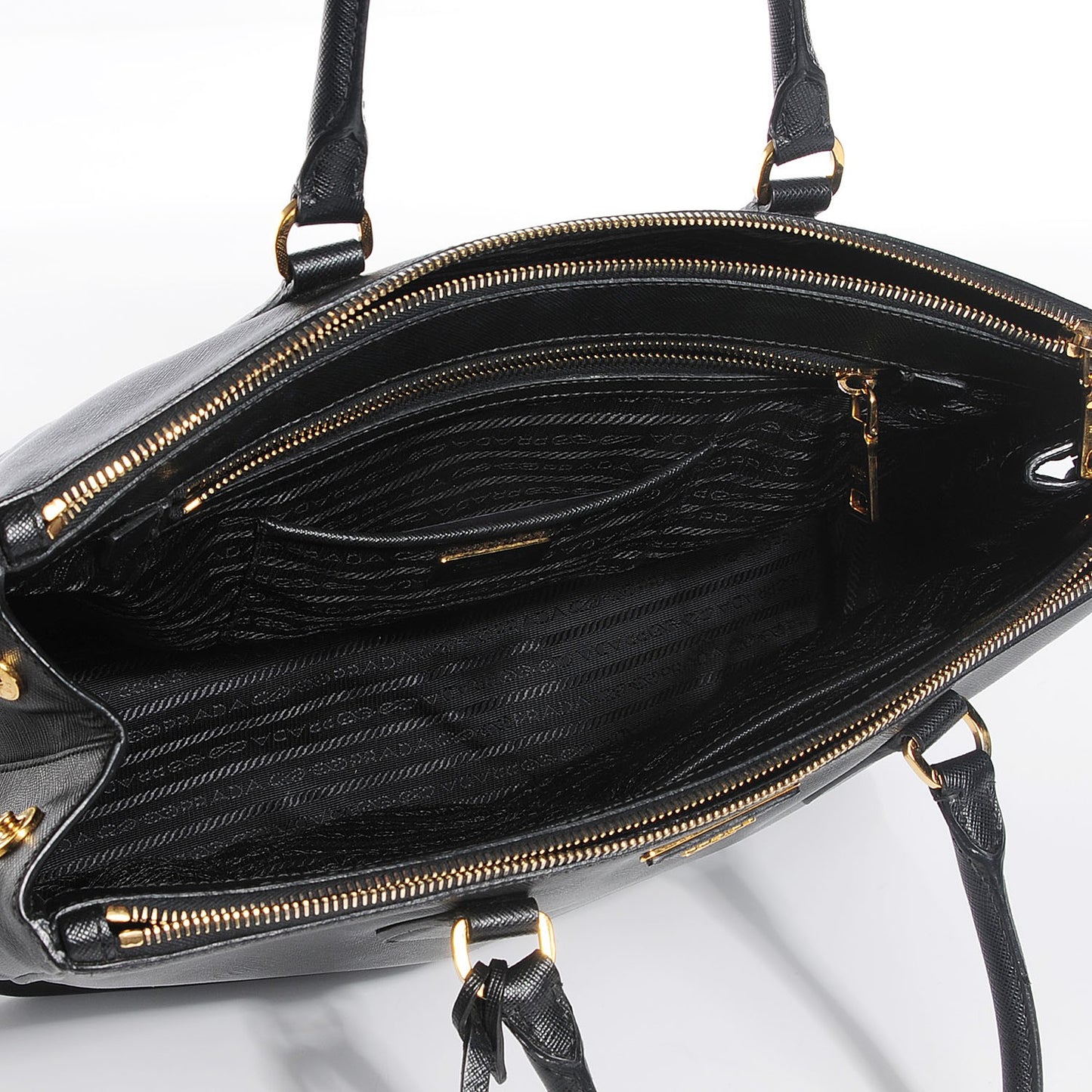 Saffiano Lux Large Double Zip Tote Nero Black