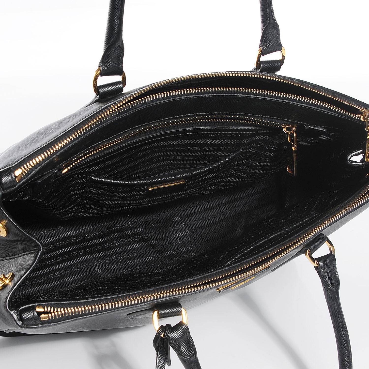 Prada Saffiano Lux Large Double Zip Tote Nero Black 5 of 10