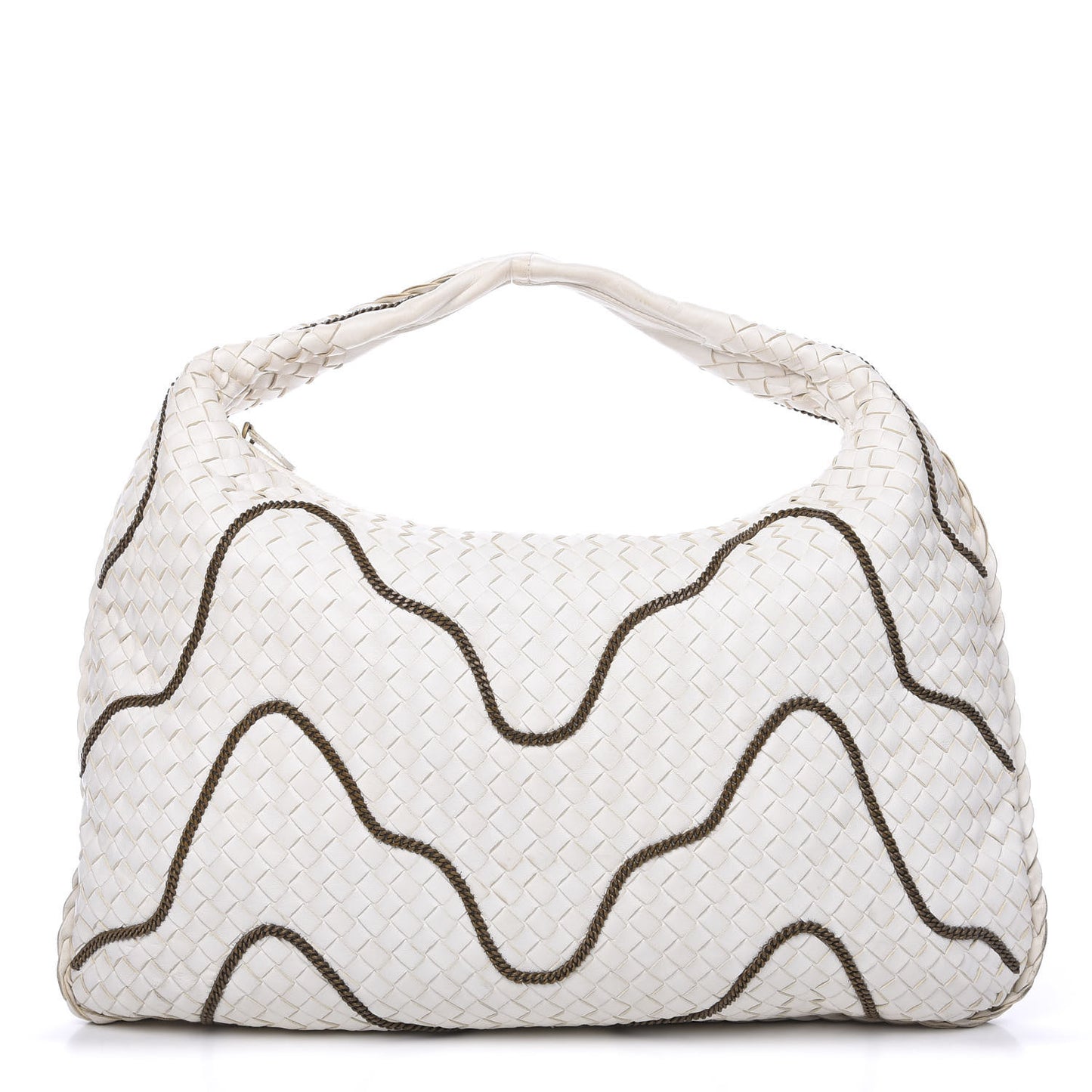 Nappa Intrecciato Medium Veneta Chain Hobo White