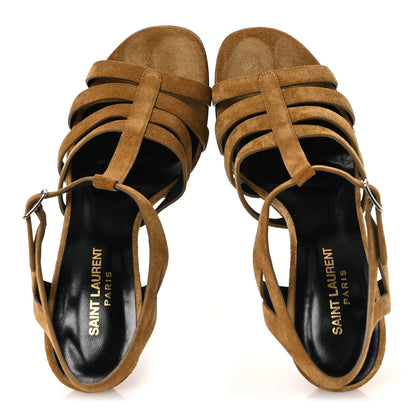 Saint Laurent Suede Bianca 105 Platform Sandals 39 Tan 2 of 13
