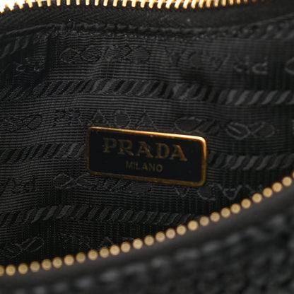 Prada Yarn Raffia Effect Crochet Re-Edition 2005 Shoulder Bag Black 6 of 10