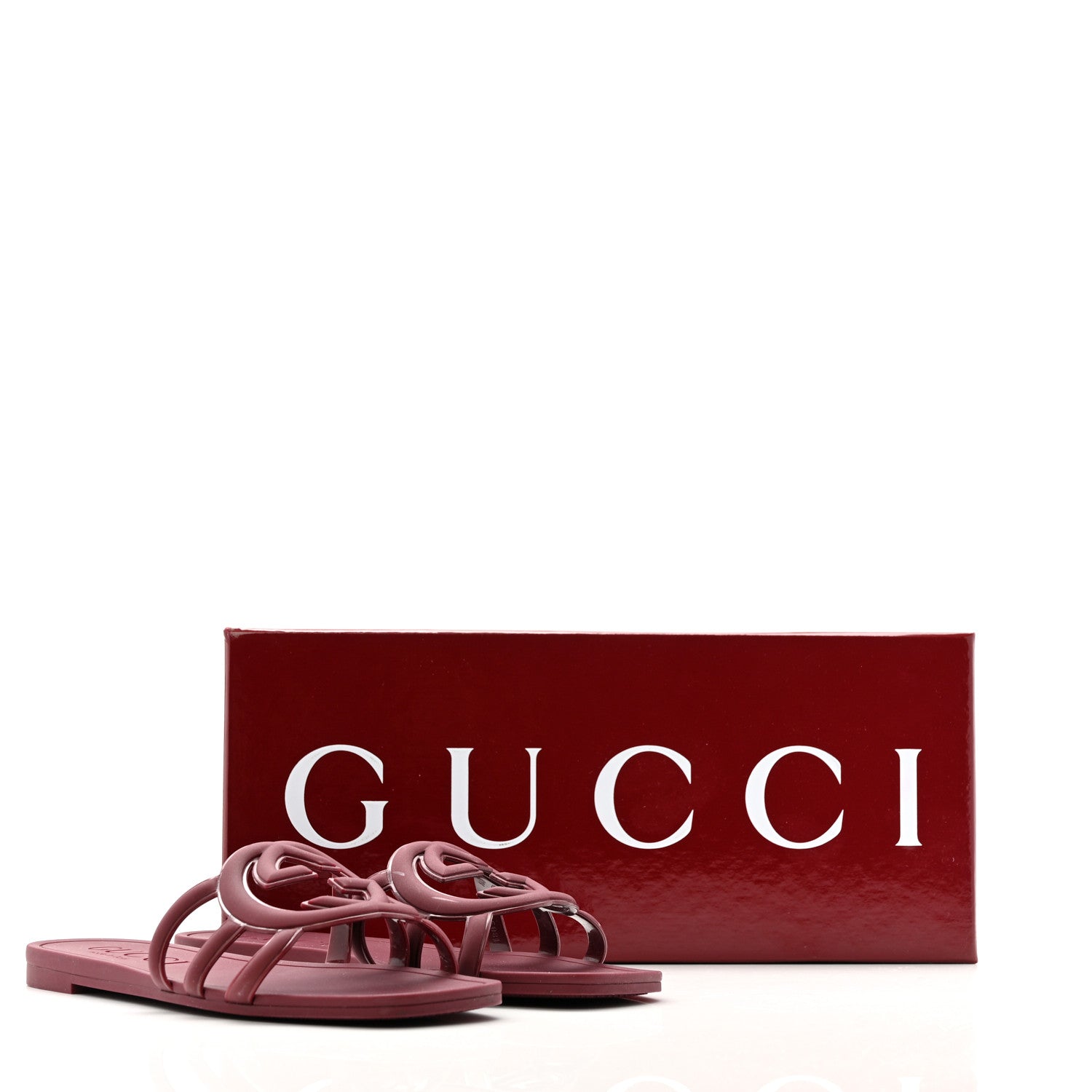 Gucci Rubber Interlocking G Womens Slide Sandals 35 Rosso Ancora 11 of 11