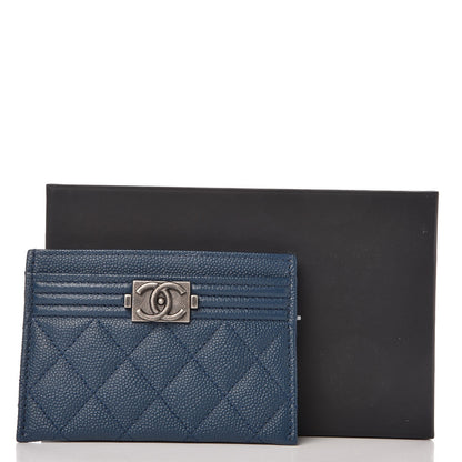 Chanel Caviar Quilted Boy Card Holder Blue 9 of 9