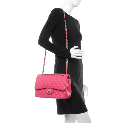 Chanel Lambskin Quilted Jumbo Double Flap Dark Pink 3 of 11