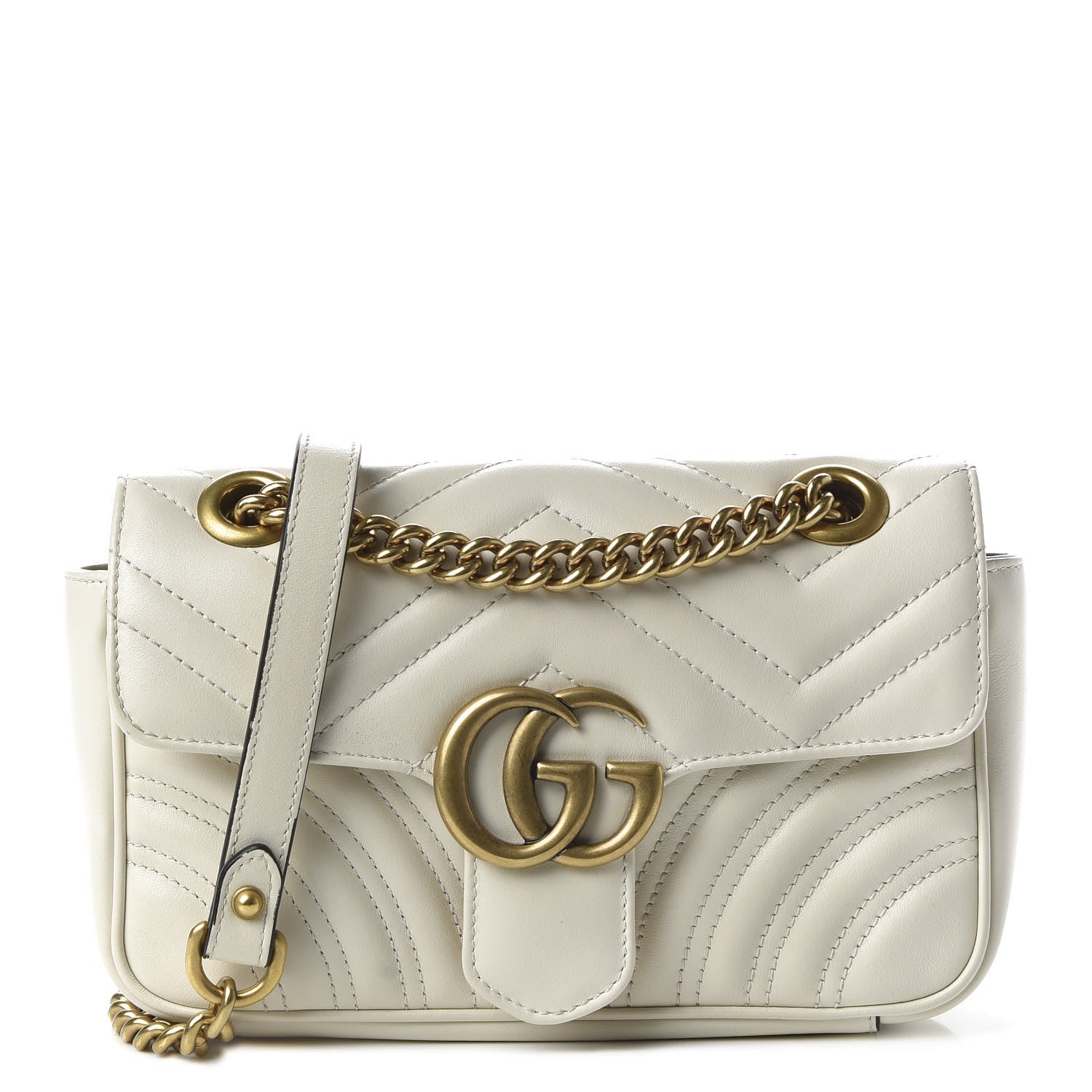 Gucci Calfskin Matelasse Mini GG Marmont Shoulder Bag White 1 of 10