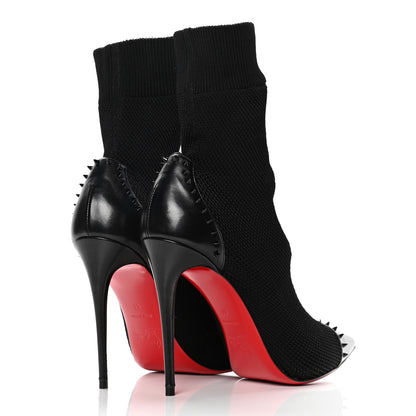 Christian Louboutin Shiny Nappa Maille Tricot Dovi Dova 100 Ankle Boots 41 Black 3 of 10