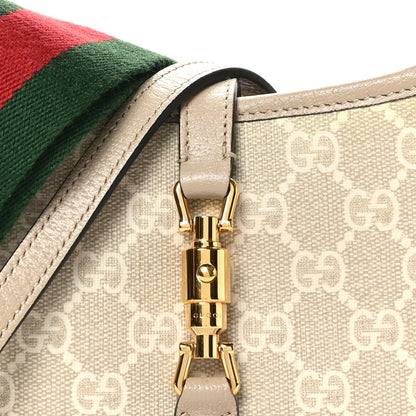 Gucci GG Supreme Monogram Textured Dollar Calfskin Mini Jackie 1961 Hobo Beige Mystic White Oatmeal 8 of 10