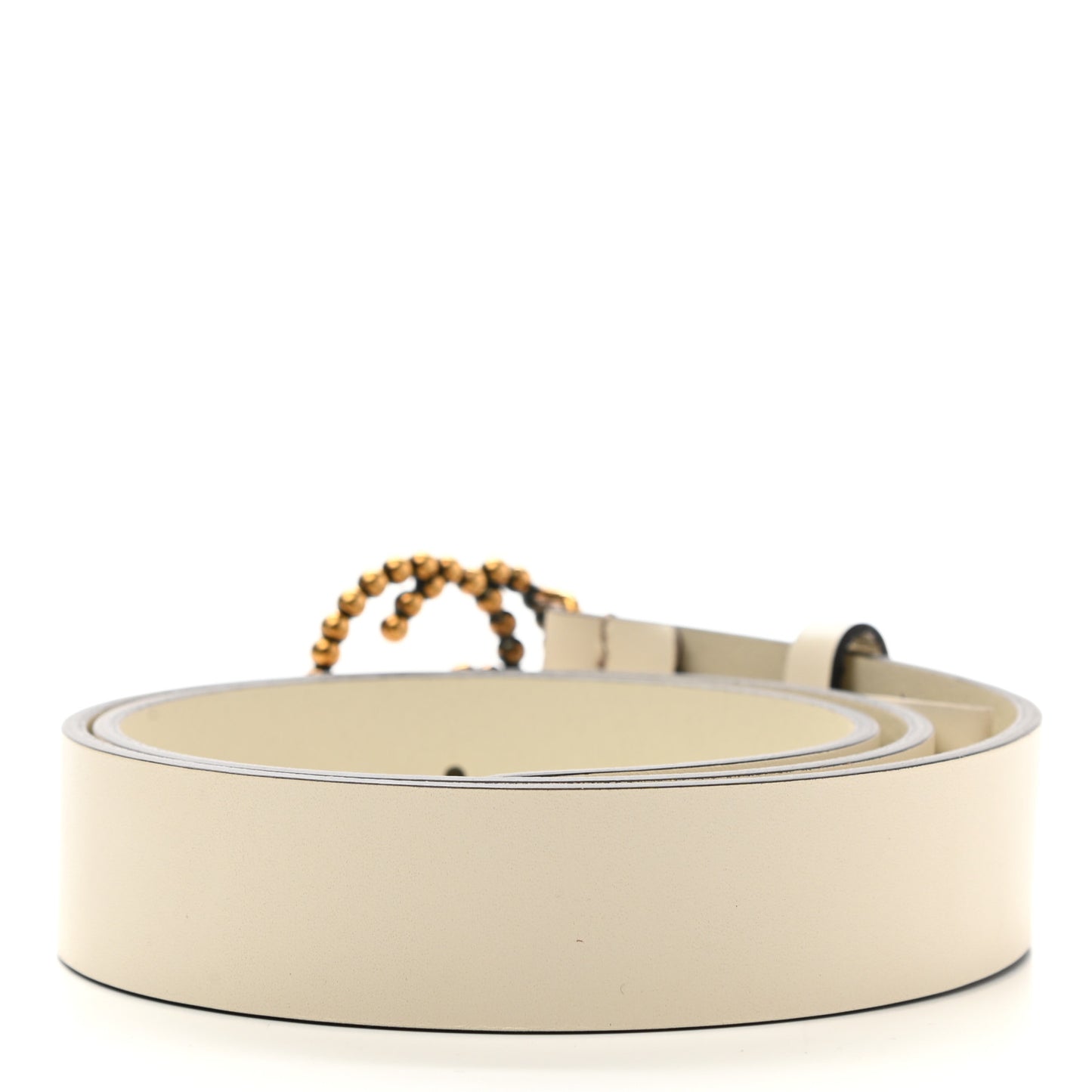 Margaux Calfskin Studded Interlocking G 30mm Belt 80 32 Mystic White