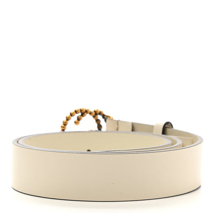 Gucci Margaux Calfskin Studded Interlocking G 30mm Belt 80 32 Mystic White 2 of 6