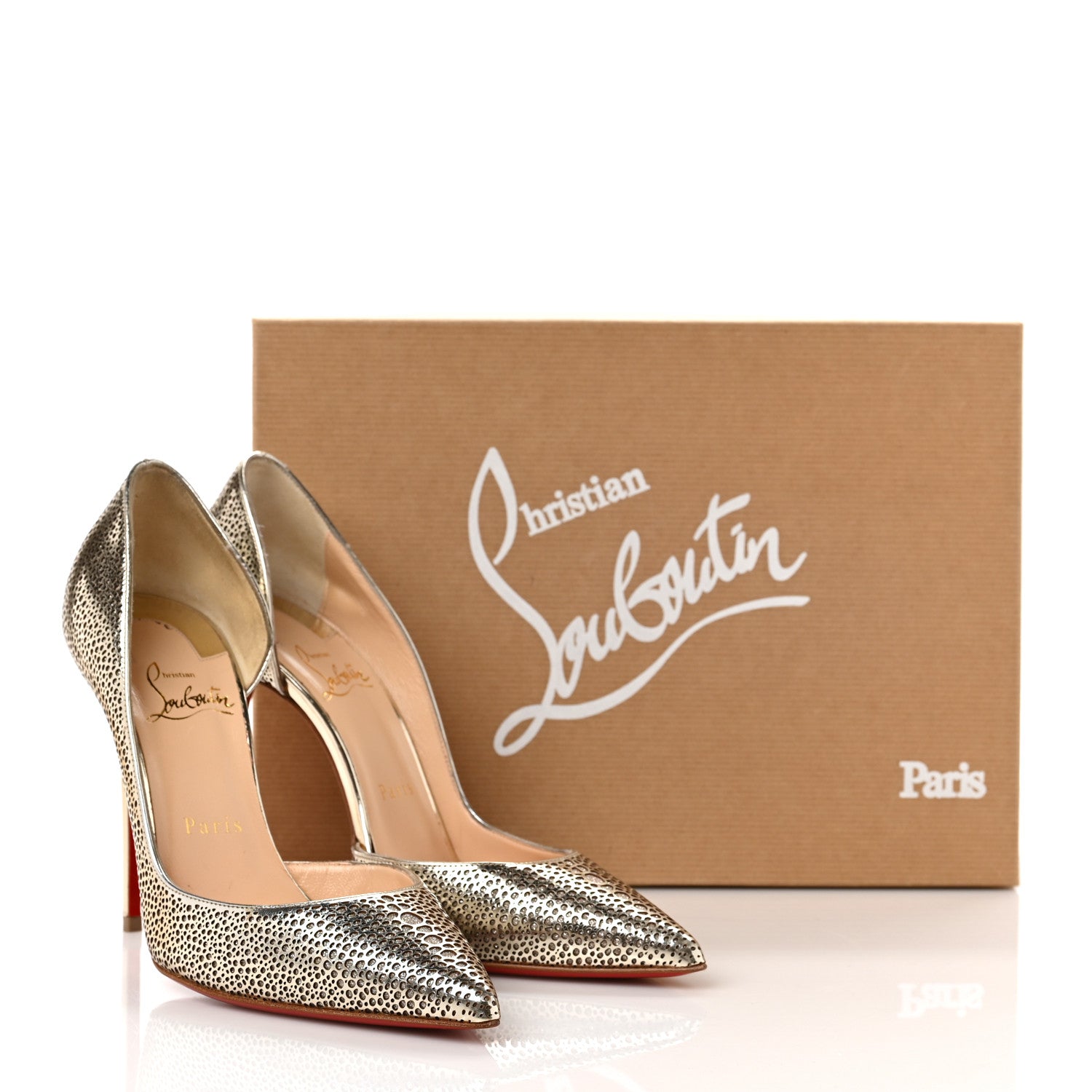 Christian Louboutin Patent Glitter Galupump 100 Pumps 37 Light Gold Ivory 10 of 10