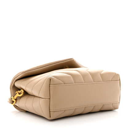 Saint Laurent Calfskin Y Quilted Monogram Toy Loulou Crossbody Bag Dark Beige 4 of 10