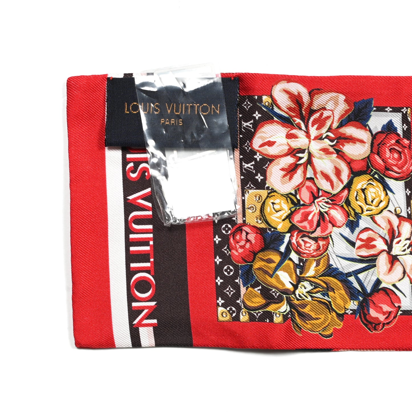 Silk Monogram Malle Fleurs Bandeau Rouge