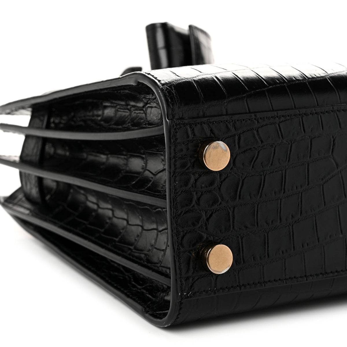 Saint Laurent Calfskin Crocodile Embossed Nano Sac De Jour Black 9 of 10