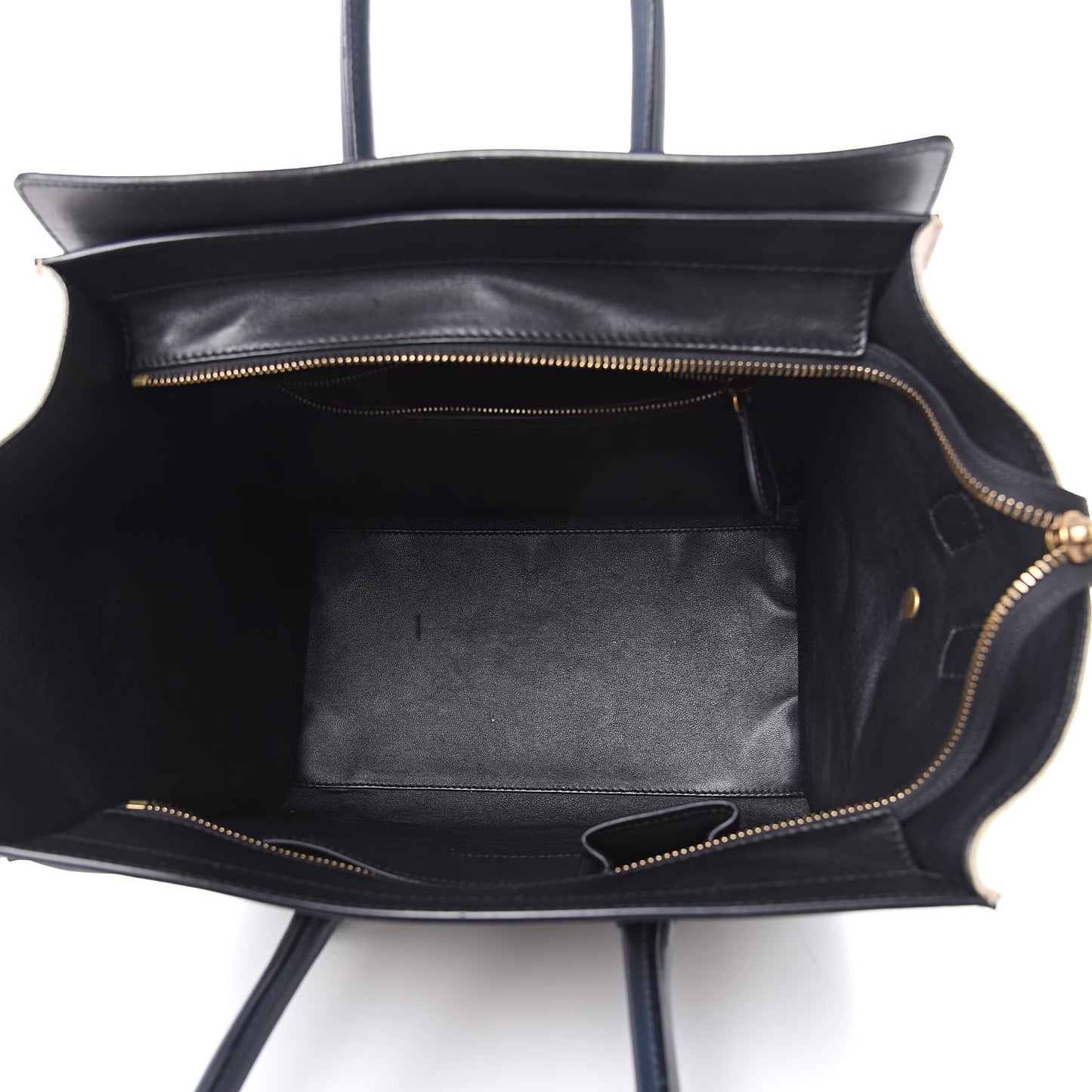 Linen Smooth Calfskin Mini Bi-Color Luggage Natural Black