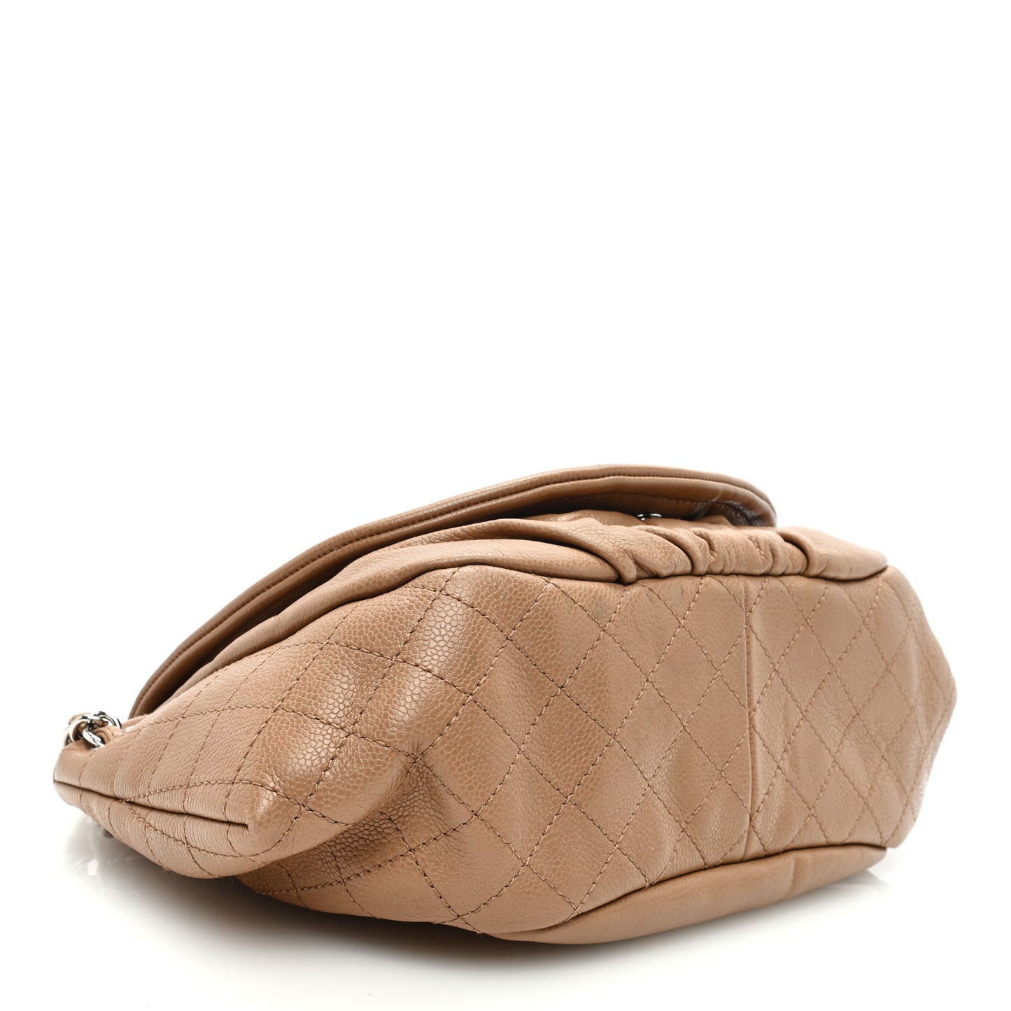 Caviar Large Half Moon Flap Dark Beige